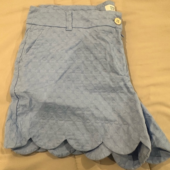 Crown & Ivy Light Blue Scalloped High Waist Shorts - Picture 3 of 4